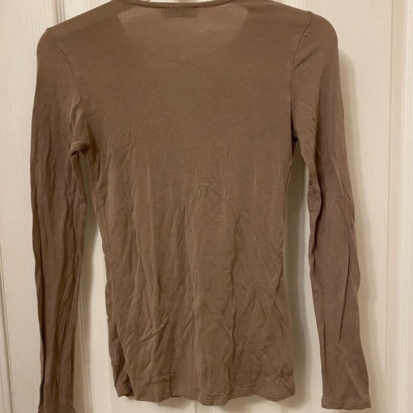 Taupe long sleeve lace up fashion nova shirt - size small - Picture 2 of 4